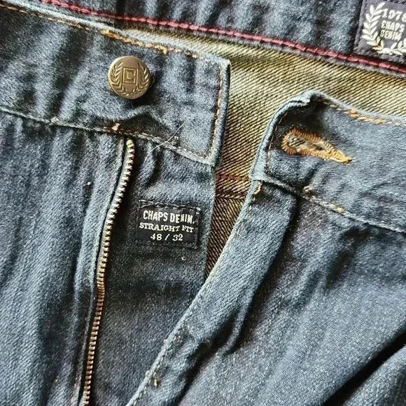 Men's CHAPS Denim Jeans Straight Fit 48x32 Dark Wash - Picture 7 of 15